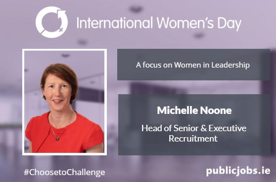 Image of woman, Michelle Noone, Head of Senior and Executive Recruitment, against a purple background